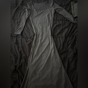 Grey Long-Sleeve Maxi Dress